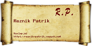Reznik Patrik névjegykártya